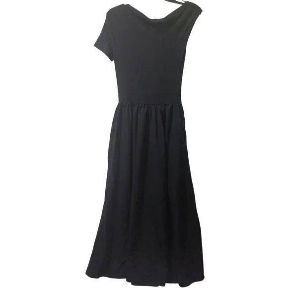 NWT Commense Women's Black Maxi Dress Short Sleeves Size Medium~Stretch Top - Picture 2 of 10